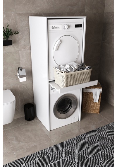 Df03109b Çamaşır Makinesi Dolabı Kurutma Makinesi Standı İkili Raflı Beyaz Banyo Dolabı Düzenleyici Df03109b Çamaşır Makinesi Dolabı Kurutma Makinesi Standı İkili Raflı Beyaz Banyo Dolabı Düzenleyici