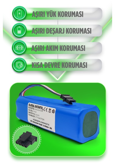 Xiaomi Vacuum Mop 2 Pro Plus 3d Batarya 6400mah Yüksek Kapasite