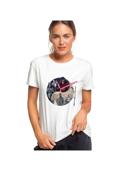 Dark Side Ying Yang Baskılı Beyaz Kadın Tshirt