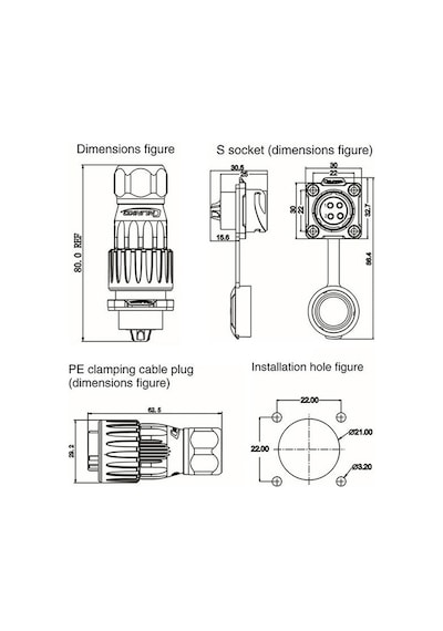 Dh-20-c04pe-03-001 4-pin Su Geçirmez Konnektör - Erkek