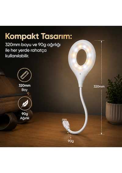 Tr Usb Sesli Kontrol Gece Lambası, 3 Aydınlatma Seçeneği - Beyaz, Yumuşak Ve Dikromatik Işık, Usb Bağlantılı,