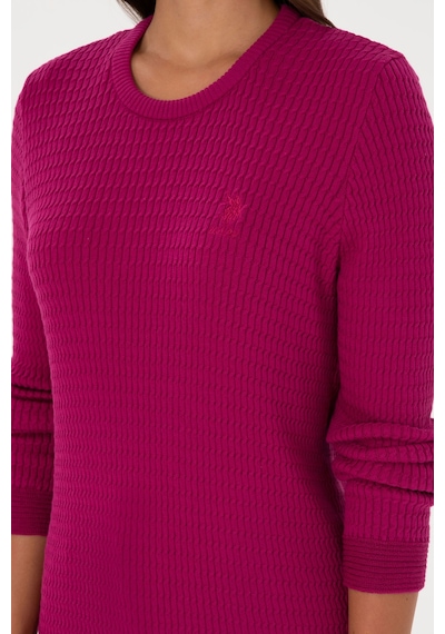 U.S. Polo Assn. Kadın Fuşya Bisiklet Yaka Basic Kazak 50307763-VR023