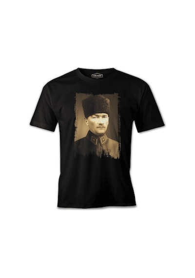 Atatürk - Portre Rozet Siyah Erkek Tshirt