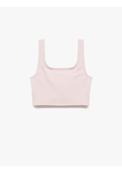 Koton Kare Yaka Korse Detaylı Kolsuz Slim Fit Crop Bluz Pembe 5sal30311ık Gül