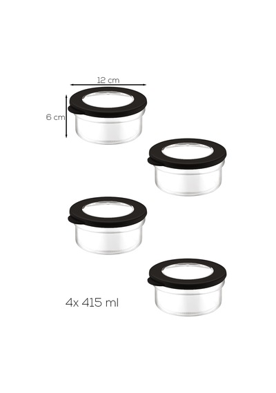 Porsima Et-00104 Flat 4lü Cam Kahvaltılık Çok Amaçlı Saklama Kabı Cam Kahvaltı Seti 415cc