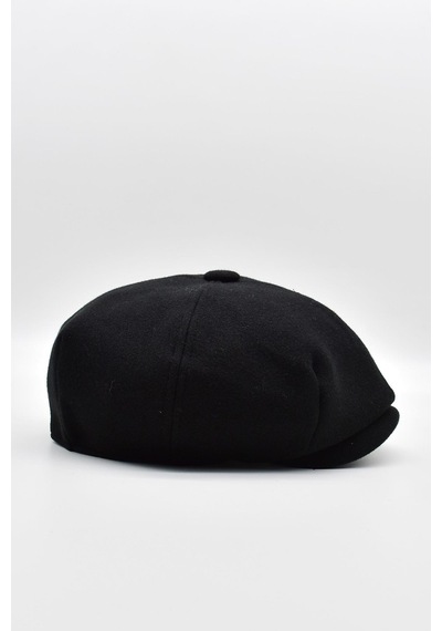 Külah Erkek Dökümlü Kışlık Newsie Kasket Premium Irish Flat Cap Şapka - Standart Siyah