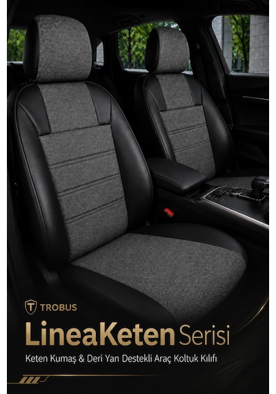 Renault Broadway 1990-2000 Uyumlu Lineaketen Serisi Ortopedik Füme Siyah Koltuk Kılıfı
