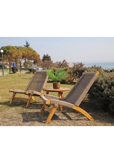 Beylerbeyi Kestane Bahçe Balkon Takımı: 65lik Sehpa + 2 Sandalye Beyaz