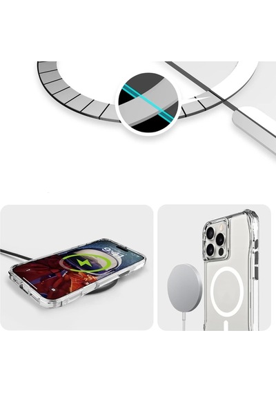 Apple Uyumlu iPhone 16 Pro Max Kılıf Magsafe Şarj Özellikli Airbagli Şeffaf Redclick İncek Kapak