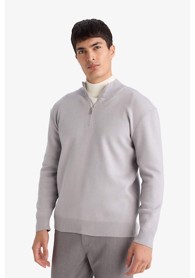 Defacto Standart Fit Fermuarlı Dik Yaka Triko Kazak G5283ax25wngr184 Gri-gr184