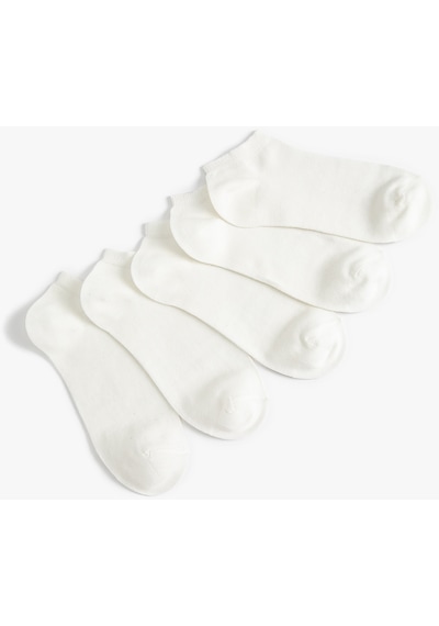 Koton Basic 5'li Patik Çorap Seti Çok Renkli Beyaz 4sak80298aa Beyaz