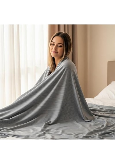 Ice Chill Serinletici Pike Çift Kişilik 200x220 Cm Cooling Nano Kumaş Gri Açık Indigo