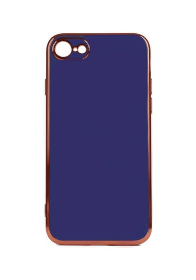 Kilifone - İphone Se 2022 Uyumlu Kılıf Kenarları Parlak Altın Renkli Silikon Bark Kapak - Lacivert - T21120