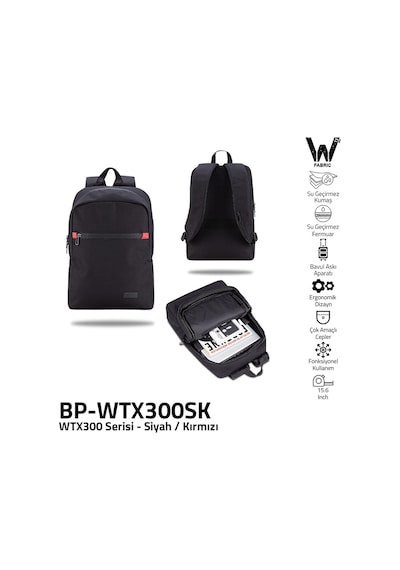 Classone BP-WTX300SK 15.6" Su Geçirmez Kumaş Fermuar Notebook Sırt Çantası