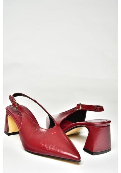 Fox Shoes U654080009 Bordo Kalın Topuklu Kadın Ayakkabı Bordo