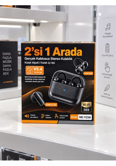 2 Si 1 Arada Kablosuz Bluetooth Kulaklık 4 Kulaklıklı Klipsli Ve Kulak İçi Tasarım Hi Fi Ses Dokunmatik Kontrol Standart