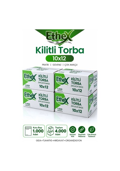 Kırmızı Şeritli Kilitli Torba 10x12 Cm 4000 Adet 4 Kutu - Gıda Uyumlu, Dayanıklı Ve Kullanışlı - 923924980