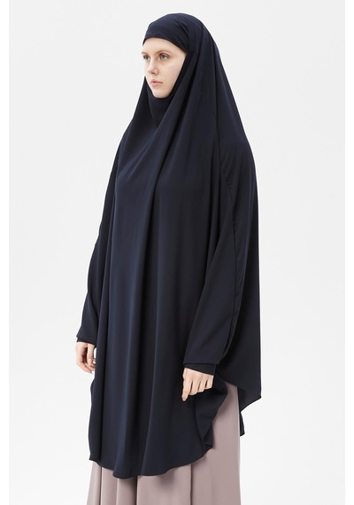 Altobeh Kadın Tesettür Medine İpeği Çarşaf Üstü Peçeli Sufle Hijab Lacivert