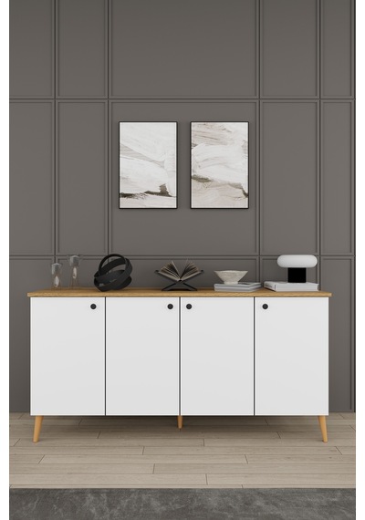 Lüks Yemek Odası Takımı 3 Parça %100 Mdf Konsol Yemek Masası Tv Ünitesi Yt03 Beyaz - Karına Lüks Yemek Odası Takımı 3 Parça %100 Mdf Konsol Yemek Masası Tv Ünitesi Yt03 Beyaz - Karına