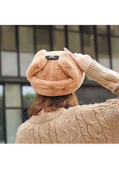 Tezzgelsin Kadın Peluş Kalpak Pilot Şapka Camel