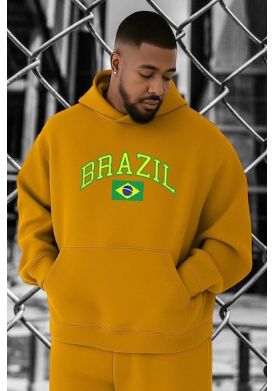 Benroma Brazil Baskılı Büyük Beden Sweatshırt Çok Renkli