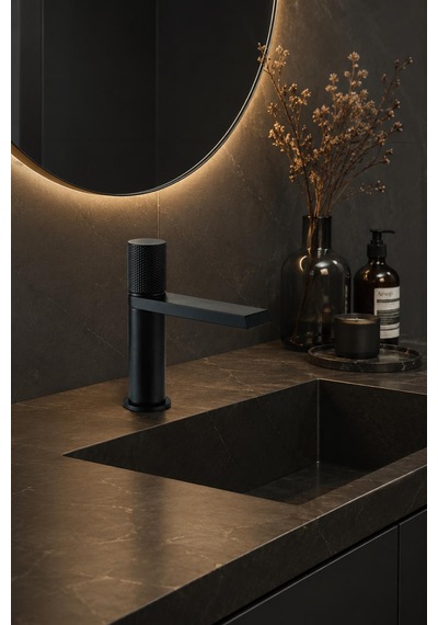 Fontana Fk-9115 Mat Siyah Lavabo Bataryası Lüx Tasarım Siyah Lavabo Bataryası