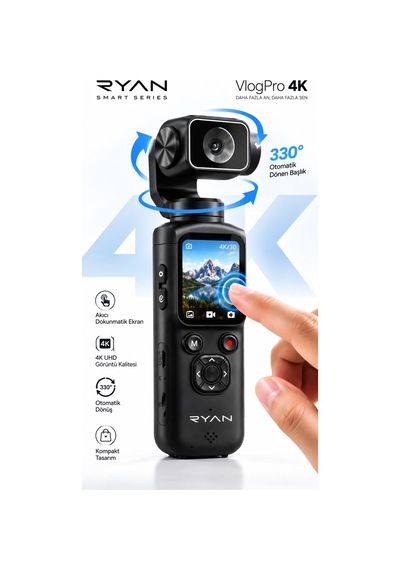 4k Vlog Kamera Dokunmatik Ekranlı 330 Otomatik Dönen Başlık Wifi Akıllı Yüz Takipli
