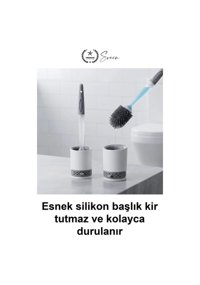 Tuvaletfırçası Deterjan Hazneli Silikon Tuvalet Fırçası Duvara Monte Askılı Yapışkanlı Havalandırma Çok Renkli