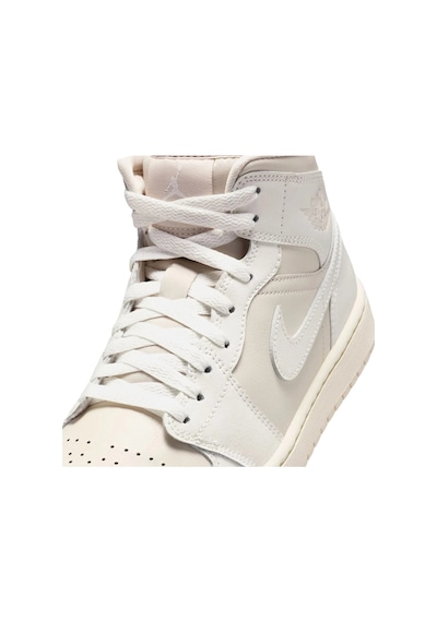 Nike Air Jordan 1 Mid Unisex Leather Sneaker Hakiki Deri Bilekli Günlük Spor Ayakkabı Krem Krem