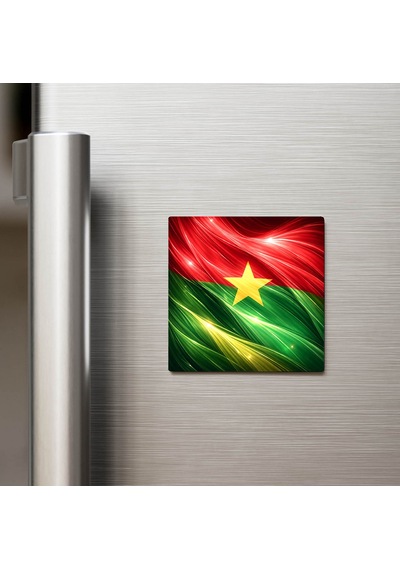 Burkina Faso Burkina Faso Abstract Ülke Bayraklı Buzdolap Magneti - 9x9 Cm