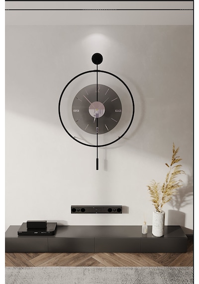 MetaQuartz Aksesuar (Büyük Boy-50*75 cm) - Füme Camlı Luxry - Siyah Metal Saat