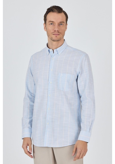 İmza Uzun Kol Çizgili Desen Düğmeli Yaka Cepli Classic Comfort Fit Gömlek 1004250189 Koyu Mavi İmza Uzun Kol Çizgili Desen Düğmeli Yaka Cepli Classic Comfort Fit Gömlek 1004250189 Koyu Mavi