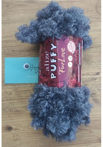 1 Adet Puffy Furlove 87 Elle Örülen Kalpli Yastık Bebek Battaniyesi Örgü Ipi Kürk Yapılı Puffy