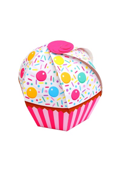 Bonbon Desenli Cupcake - Hediye, Şeker Ve Kurabiye Sunum İkram Kutusu Pembe - 20'li Paket