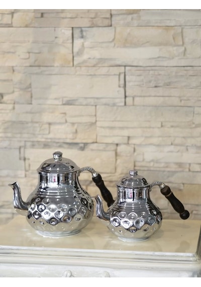 Bakır Çaydanlık Gamzeli Model Gümüş Renk