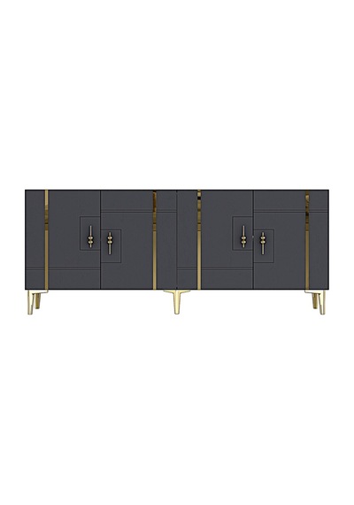 Ka1842ag Made Konsol Ve Tv Sehpası Antrasit-gold 180cm Antrasit - Altın