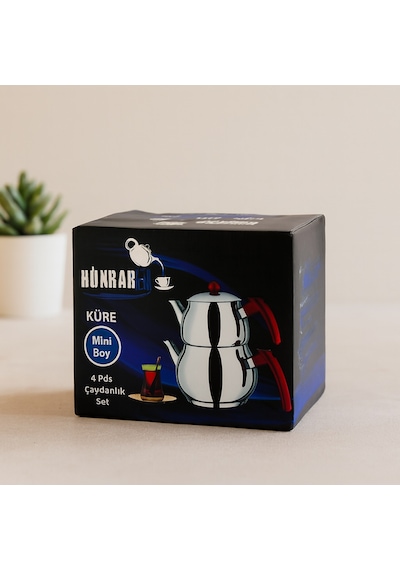 Mini Çelik Çaydanlık Seti 0.75l+1.35l Kendinden Süzgeçli Bakalit Kulplu Diğer