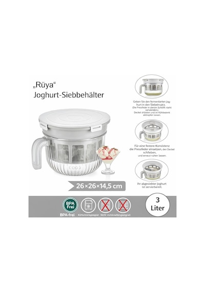 Vip Ahmet Chef Yoğurt Süzme Kabı 3 Lt Çok Renkli