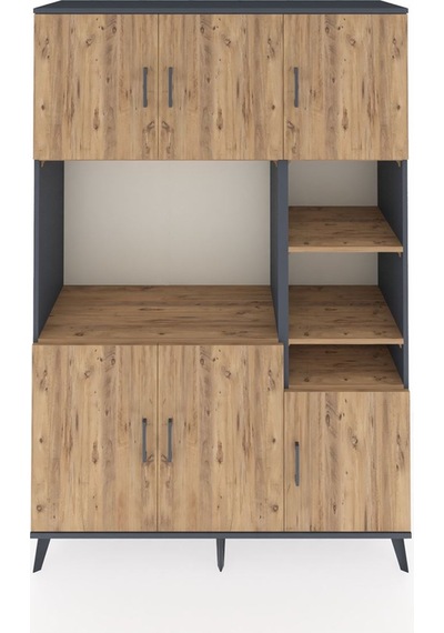 Hyperion Dolap 10 Raflı 6 Kapaklı 132x44x195 Antrasit-çam/çam Antrasit