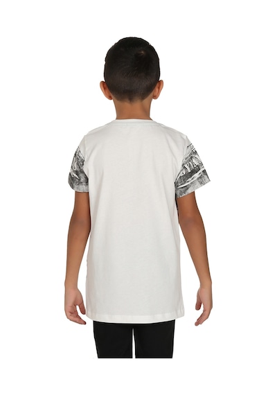 Toontoy Kids Toontoy Erkek Çocuk T-shirt Black Baskılı Ekru