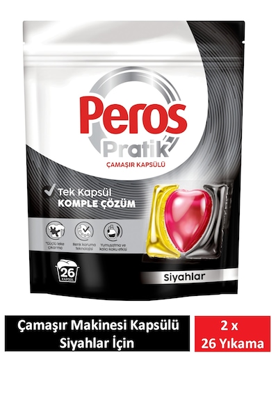 Peros Pratik Matik Çamaşır Deterjanı Kapsülü - Tableti 52 Adet Siyahlar 2pk 26 Set