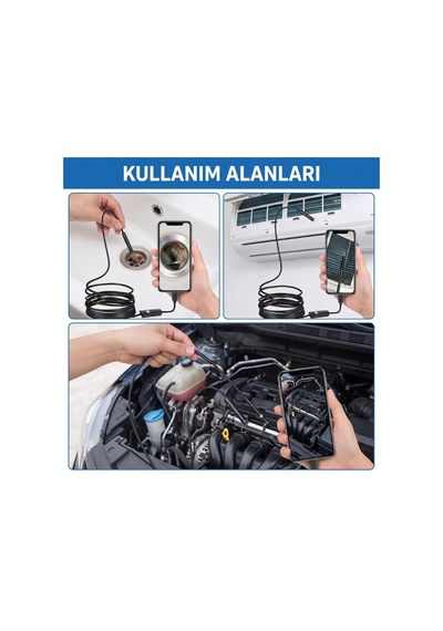 Zvnm 3 Metre Yılan Kamera - Android Destekli - Led Işıklı - Ip67 Su Geçirmez Zcv12