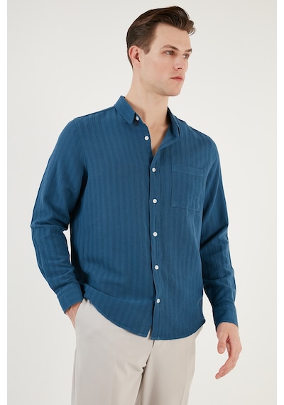 Buratti Pamuklu Regular Fit Tek Cepli Erkek Gömlek Cf24S128229 Indigo Buratti Pamuklu Regular Fit Tek Cepli Erkek Gömlek Cf24S128229 Indigo