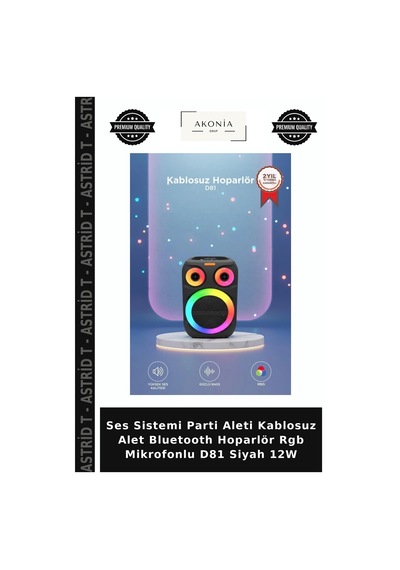Ses Sistemi Parti Aleti Kablosuz Alet Bluetooth Hoparlör Rgb Mikrofonlu D81 Siyah 12w