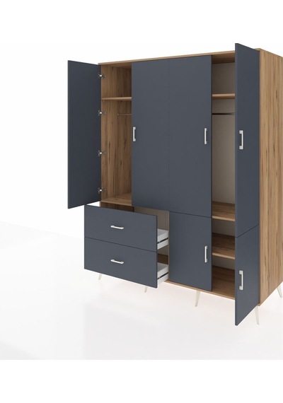 Kronos Gardrop 5 Raflı 2 Çekmeceli 2 Askılı 176x59x221 Çam-antrasit Antrasit Kronos Gardrop 5 Raflı 2 Çekmeceli 2 Askılı 176x59x221 Çam-antrasit Antrasit