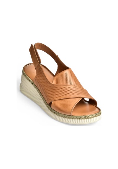 Fox Shoes Y555511403 Taba Hakiki Deri Dolgu Tabanlı Kadın Sandalet