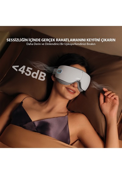 Es500 Göz Masaj Aleti Isı Terapili, Bluetooth Müzikli, Sessiz, Taşınabilir, 1500 Mah, Parlak Beyaz