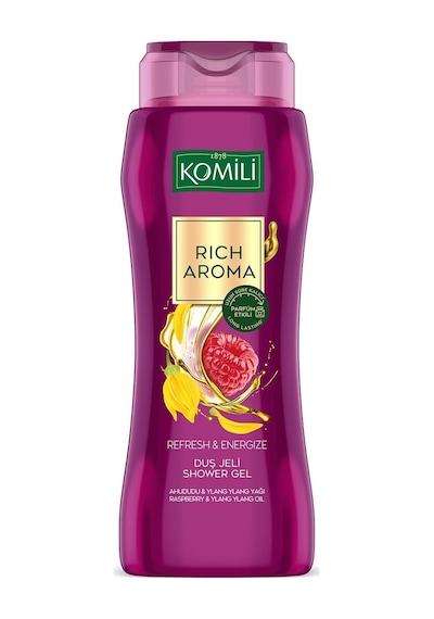Komili Rich Aroma Refresh&amp Energize Kalıcı Parfüm Etkili Duş Jeli 500ml, F3100219-002, Mor 285 ML