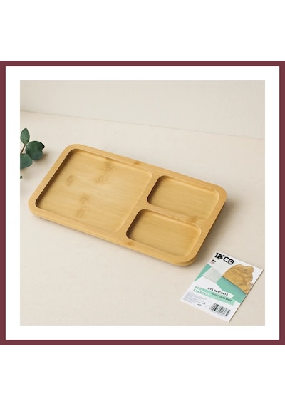 Storeşahin 3 Bölmeli Dikdörtgen Bambu Servis Tepsisi 24.8x13.8x1.4 Cm Shn0720