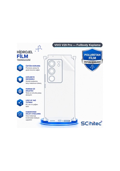 Vıvo V29 Pro Uyumlu Fullbody Arka Kaplama Hidrojel Koruyucu Film